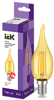 IEK Лампа LED CВ35 свеча на ветру золото 7Вт 230В 2700К E14 серия 360°