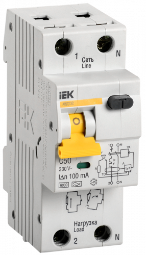 IEK Автоматический выключатель дифференциального тока 32 C50 100мА