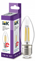 IEK Лампа LED C35 свеча прозрачный 7Вт 230В 4000К E27 серия 360°