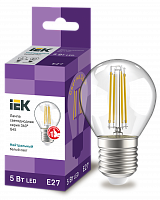 IEK Лампа LED G45 шар прозрачный 5Вт 230В 4000К E27 серия 360°