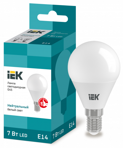 IEK Лампа светодиодная ECO G45 шар 7Вт 230В 4000К E14