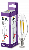 IEK Лампа LED C35 свеча прозрачный 7Вт 230В 3000К E14 серия 360°
