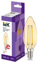 IEK Лампа LED C35 свеча золото 5Вт 230В 2700К E14 серия 360°