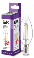 IEK Лампа LED C35 свеча прозрачный 5Вт 230В 4000К E14 серия 360°