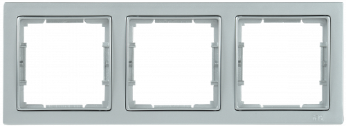 IEK РУ-3-БС Рамка трехместная квадратная BOLERO Q1 серебряный