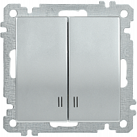 IEK ВС10-2-1-Б Выключатель двуклавишный с индикацией 10А BOLERO серебрянный