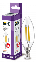IEK Лампа LED C35 свеча прозрачный 5Вт 230В 3000К E14 серия 360°