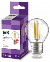 IEK Лампа LED G45 шар прозрачный 5Вт 230В 3000К E27 серия 360°