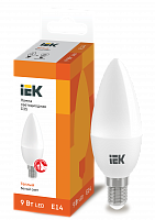 IEK Лампа светодиодная ECO C35 свеча 9Вт 230В 3000К E14