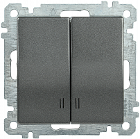 IEK ВС10-2-1-Б Выключатель двуклавишный с индикацией 10А BOLERO антрацит