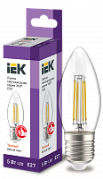 IEK Лампа LED C35 свеча прозрачный 5Вт 230В 3000К E27 серия 360°