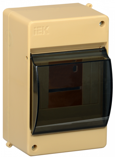 IEK Бокс с прозр.крышкой КМПн 2/4 для 4-х автоматический выключатель (Сосна)