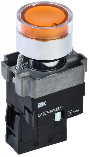 IEK Кнопка LA167-BW3571 d=22мм RC 1з с подсветкой желтая