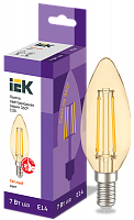 IEK Лампа LED C35 свеча золото 7Вт 230В 2700К E14 серия 360°